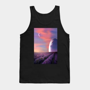 alien planets lavender fields nature surreal fantasy sunset sunrise plants Tank Top